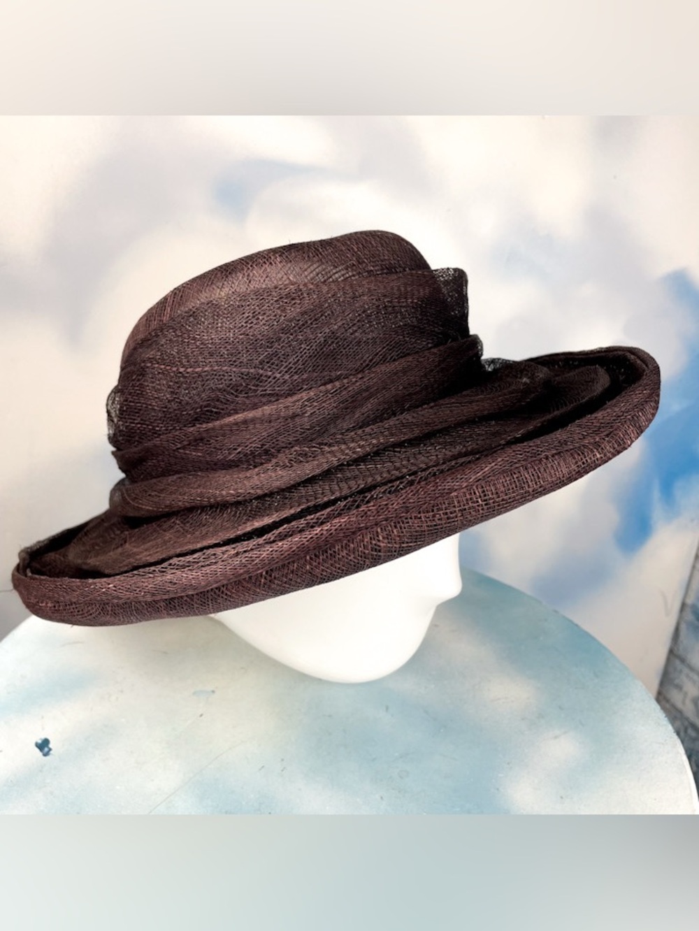 Vintage 80s/90s structured loose weave wide brim sun hat